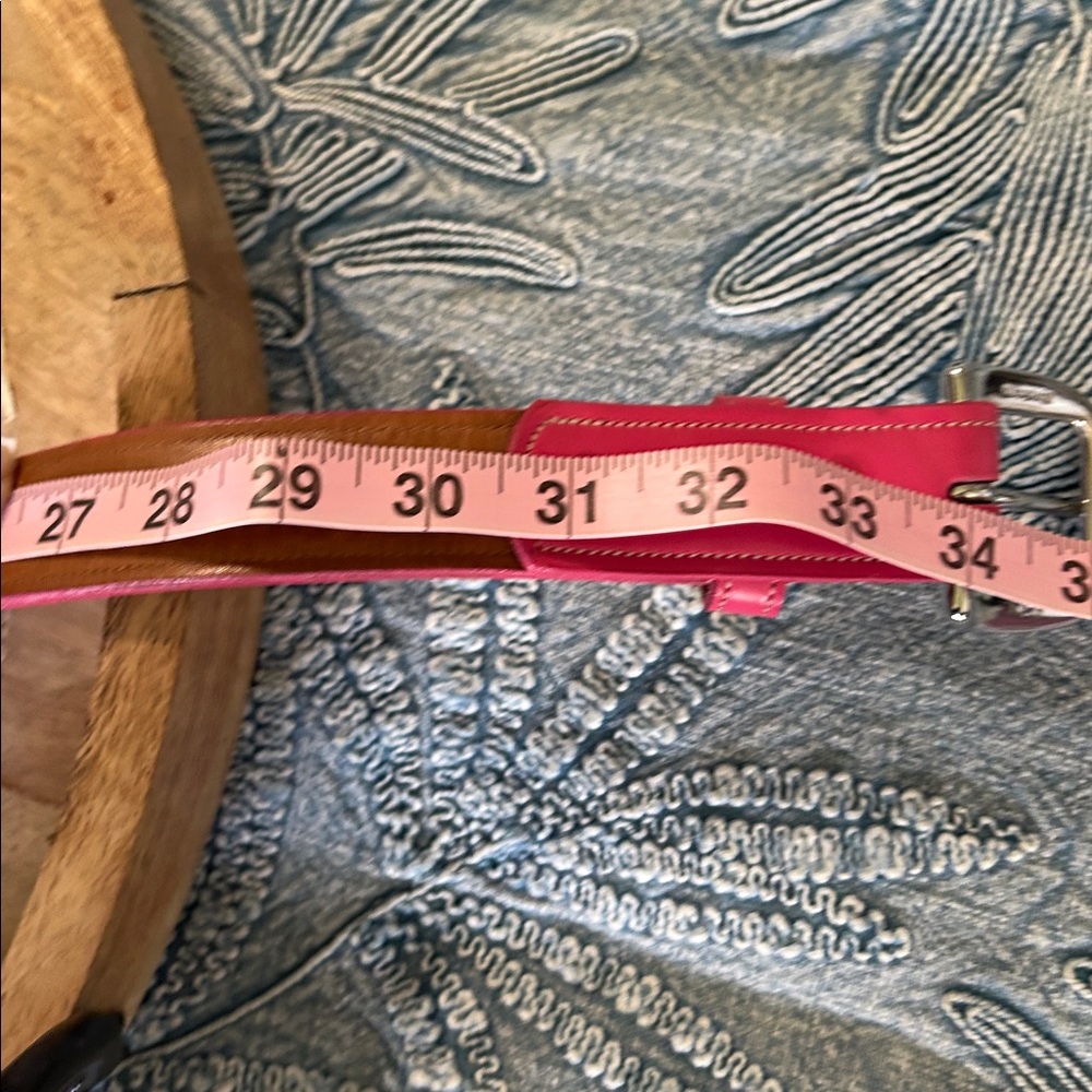 TORY LEATHER CO MADE IN USA LEATHER PINK BELT WITH METAL BITS AND BUCKLE SZ 28 - Picture 8 of 10